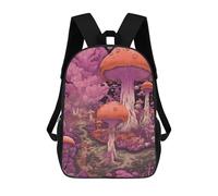 sinyumoney 3D Printed Mushroom Fantasy Forest Children's School Backpack for Kids High Capacity Travel Rucksacks Fashion Book Bags Kids School Bag Back Pack 17inch