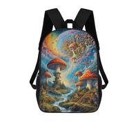 sinyumoney 3D Printed Mushroom Fantasy Landscape-3 Children's School Backpack for Kids High Capacity Travel Rucksacks Fashion Book Bags Kids School Bag Back Pack 17inch