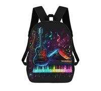 sinyumoney 3D Printed Music Harmony Canvas Art Children Backpacks Kids Cute School Backpack Outdoor Casual Daypack for Boys Middle School Students 17inch