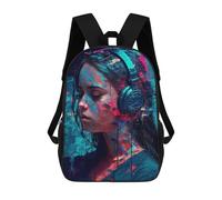 sinyumoney 3D Printed Music Immersion Portrait Children Backpacks Kids Cute School Backpack Outdoor Casual Daypack for Boys Middle School Students 17inch