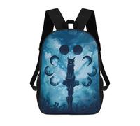 sinyumoney 3D Printed Mystic Cat Moon Phases School Backpack With Big Pockets for Kids, Children's Backpacks Book Bags Kids School Bag 17inch