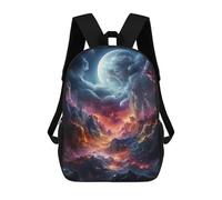 sinyumoney 3D Printed Mystical Cosmic Landscape School Backpack With Big Pockets for Kids Children's Backpacks Boy Girl Book Bags Kids School Bag 17inch