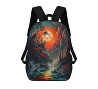 sinyumoney 3D Printed Mystical Moonlit Landscape School Backpack With Big Pockets for Kids, Children's Backpacks Book Bags Kids School Bag 17inch