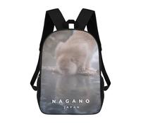 sinyumoney 3D Printed Nagano Monkey Park School Backpack With Big Pockets for Kids Children's Backpacks Boy Girl Book Bags Kids School Bag 17inch