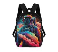 sinyumoney 3D Printed Neon Astronaut in Space Children's School Backpack for Kids High Capacity Travel Rucksacks Fashion Book Bags Kids School Bag Back Pack 17inch