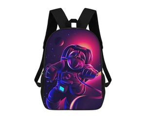 sinyumoney 3D Printed Neon Astronaut in Space School Book Bags Fashion Kids Large Capacity Backpack Children School Bag Travel Rucksacks 17inch