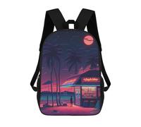 sinyumoney 3D Printed Neon Beach Bar Night Scene School Bag Boys Girls Children's School Backpack Casual Fashion Backpack for in School Or Travel 17inch