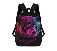 sinyumoney 3D Printed Neon Bear Face Art Print-1 School Backpack for Kids Children's 17inch Backpacks Boy Girl Book Bags Kids School Bag
