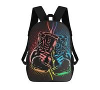 sinyumoney 3D Printed Neon Boxing Gloves Artwork School Backpack With Big Pockets for Kids, Children's Backpacks Book Bags Kids School Bag 17inch