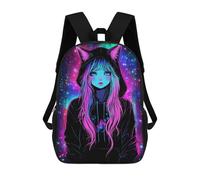 sinyumoney 3D Printed Neon Cat Ear Hoodie for Women School Bag Boys Girls Children's 17inch Backpack School Backpack Casual Fashion Backpack for in School Or Travel
