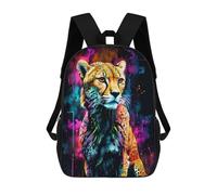 sinyumoney 3D Printed Neon Cheetah Children Backpacks Kids Cute School Backpack Outdoor Casual Daypack for Boys Middle School Students 17inch