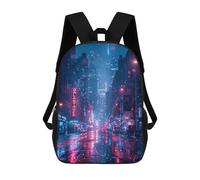 sinyumoney 3D Printed Neon City Lights School Backpack Book 17inch Bags Fashion Backpacks Large Capacity Backpack Children Travel Rucksacks
