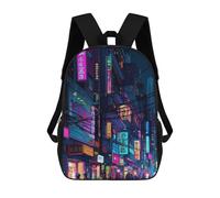 sinyumoney 3D Printed Neon Cityscape-116 School Backpack With Big Pockets for Kids Children's Backpacks Boy Girl Book Bags Kids School Bag 17inch