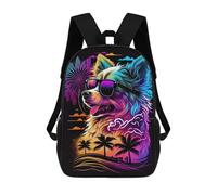 sinyumoney 3D Printed Neon Dog Sunset Art School Backpack With Big Pockets for Kids, Children's Backpacks Book Bags Kids School Bag 17inch