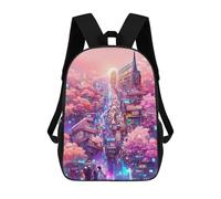 sinyumoney 3D Printed Neon Dreamscape Cityscape Children's School Backpack for Kids High Capacity Travel Rucksacks Fashion Book Bags Kids School Bag Back Pack 17inch