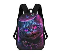 sinyumoney 3D Printed Neon Fantasy Cat Artwork Children Backpacks Kids Cute School Backpack Outdoor Casual Daypack for Boys Middle School Students 17inch