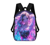 sinyumoney 3D Printed Neon Fantasy Girl School Backpack With Big Pockets for Kids, Children's Backpacks Book Bags Kids School Bag 17inch