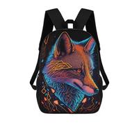sinyumoney 3D Printed Neon Fox Portrait School Backpack With Big Pockets for Kids Children's Backpacks Boy Girl Book Bags Kids School Bag 17inch