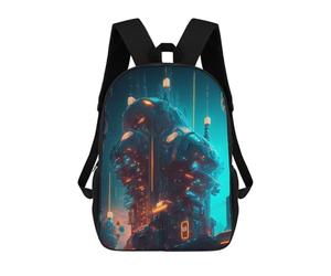 sinyumoney 3D Printed Neon Future Cityscape -1 School Backpack With Big Pockets for Kids Children's Backpacks Boy Girl Book Bags Kids School Bag 17inch