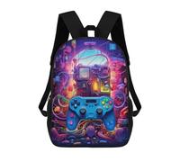 sinyumoney 3D Printed Neon Gaming Controller Artwork School Backpack With Big Pockets for Kids, Children's Backpacks Book Bags Kids School Bag 17inch
