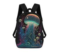 sinyumoney 3D Printed Neon Jellyfish Glow School Backpack With Big Pockets for Kids, Children's Backpacks Book Bags Kids School Bag 17inch
