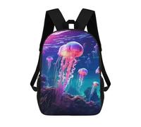 sinyumoney 3D Printed Neon Jellyfish Glowing School Bag Boys Girls Children's 17inch Backpack School Backpack Casual Fashion Backpack for in School Or Travel