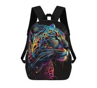 sinyumoney 3D Printed Neon Leopard Portrait -2 School Backpack With Big Pockets for Kids, Children's Backpacks Book Bags Kids School Bag 17inch