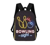 sinyumoney 3D Printed Neon Light Bowling Night School Book Bags Fashion Kids Large Capacity Backpack Children School Bag Travel Rucksacks 17inch