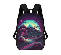 sinyumoney 3D Printed Neon Mountain Dreamscape -1 Children School Bookbags Fashion Rucksack Casual Travel Children's Backpacks Large Capacity Daypack for Boys Girls 17inch