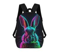 sinyumoney 3D Printed Neon Rabbit Portrait Children's 17inch School Backpack for Kids High Capacity Travel Rucksacks Fashion Book Bags Kids School Bag