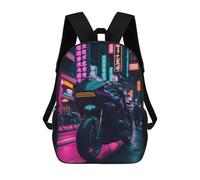sinyumoney 3D Printed Neon Ride Tokyo Drift Children School Backpack Fashion Rucksack Casual Travel 17inch Backpacks Large Capacity Daypack for Boys Girls
