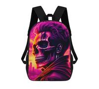 sinyumoney 3D Printed Neon Skull Portrait Artwork School Bags Kids Backpacks Casual Fashion Backpacks Book Bags for Boys Elementary And Middle School Students 17inch