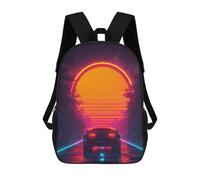 sinyumoney 3D Printed Neon Sunset Drive School Backpack Book 17inch Bags Fashion Backpacks Large Capacity Backpack Children Travel Rucksacks