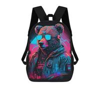 sinyumoney 3D Printed Neon Urban Bear Children's School Backpack for Kids High Capacity Travel Rucksacks Fashion Book Bags Kids School Bag Back Pack 17inch
