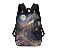 sinyumoney 3D Printed Night Train Romance Children's School Backpack for Kids High Capacity Travel Rucksacks Fashion Book Bags Kids School Bag Back Pack 17inch