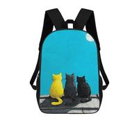 sinyumoney 3D Printed Nightly Trio Cats Under The Moon School Bag Boys Girls Children's 17inch Backpack School Backpack Casual Fashion Backpack for in School Or Travel