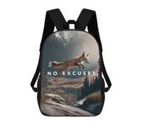 sinyumoney 3D Printed No Excuses Motivation Children's 17inch School Backpack for Kids High Capacity Travel Rucksacks Fashion Book Bags Kids School Bag