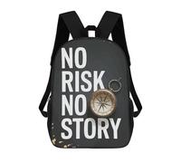 sinyumoney 3D Printed No Risk No Story Compass School Book Bags Fashion Kids Large Capacity Backpack Children School Bag Travel Rucksacks 17inch