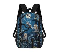 sinyumoney 3D Printed Nocturnal Owls Ensemble Children Backpacks Kids Cute School Backpack Outdoor Casual Daypack for Boys Middle School Students 17inch