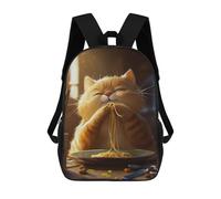 sinyumoney 3D Printed Noodle Cute Cartoon Cat Children Backpacks Kids Cute School Backpack Outdoor Casual Daypack for Boys Middle School Students 17inch