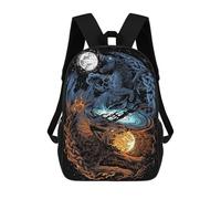 sinyumoney 3D Printed Norse Viking Wolves Myth School Bag Boys Girls Children's School Backpack Casual Fashion Backpack for in School Or Travel 17inch