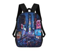 sinyumoney 3D Printed NYC Time Square Pixel Art Children's 17inch School Backpack for Kids High Capacity Travel Rucksacks Fashion Book Bags Kids School Bag