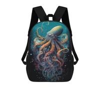 sinyumoney 3D Printed Oceanic Octopus Art Print Children School Backpack Fashion Rucksack Casual Travel 17inch Backpacks Large Capacity Daypack for Boys Girls