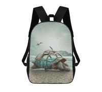 sinyumoney 3D Printed Oceanic Turtle Adventure School Bag Boys Girls Children's School Backpack Casual Fashion Backpack for in School Or Travel 17inch