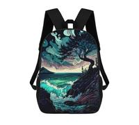sinyumoney 3D Printed Ocean's Whispering Shore School Backpack With Big Pockets for Kids Children's Backpacks Boy Girl Book Bags Kids School Bag 17inch