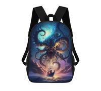 sinyumoney 3D Printed Ominous Sea Monster Children's School Backpack for Kids High Capacity Travel Rucksacks Fashion Book Bags Kids School Bag Back Pack 17inch