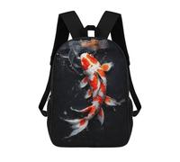 sinyumoney 3D Printed Orange And White Koi Fish Children's 17inch School Backpack for Kids High Capacity Travel Rucksacks Fashion Book Bags Kids School Bag