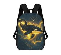 sinyumoney 3D Printed Orca in Space Children Backpacks Kids Cute School Backpack Outdoor Casual Daypack for Boys Middle School Students 17inch