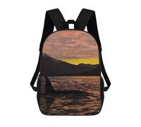 sinyumoney 3D Printed Orca Under Sunset School Bags Kids Backpacks Casual Fashion Backpacks Book Bags for Boys Elementary And Middle School Students 17inch
