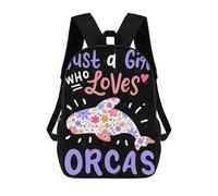 sinyumoney 3D Printed Orcas Orca Lover Whales School Bag Boys Girls Children's School Backpack Casual Fashion Backpack for in School Or Travel 17inch